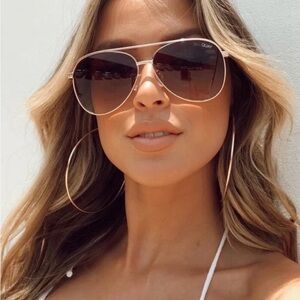 Quay Australia Women's Gold Aviator High Key Sunglasses